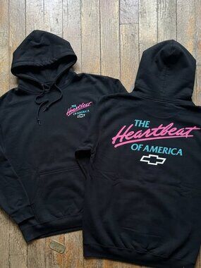 Vintage Chevrolet Heartbeat Of America Tee Retro Chevy Graphic Hoodie 2 Sided
